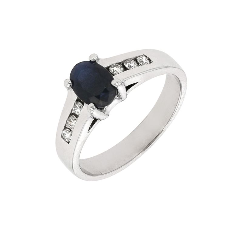 Bague saphir 1.06 carat et diamants 0.15 carat or blanc 5.40g Comme neuf -  reconditionné disponible sur Gemme Les Bijoux
